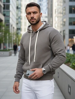 Pánská klokaní mikina s kapucí tmavě šedá FashionStreet BX5955