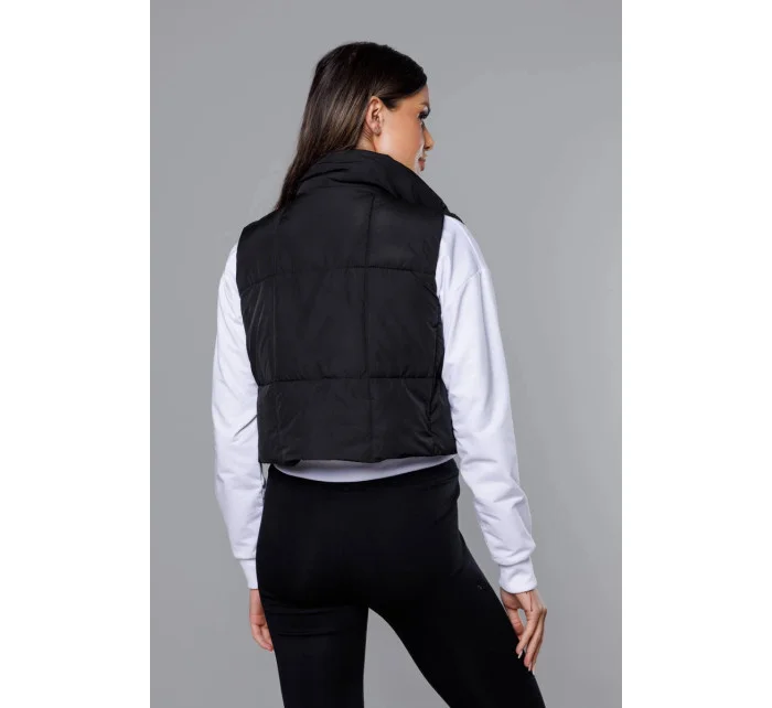 Krátká černá vesta se stojáčkem model 18266810 - J.STYLE Krátká černá vesta se stojáčkem model 18266810 - J.STYLE