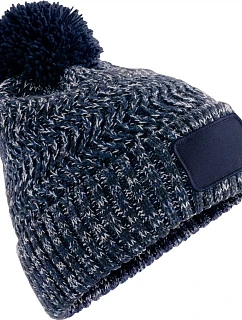 Beechfield B 331 Pletená čepice s bambulí "Ramble Patch" 53.0331 steel blue twist