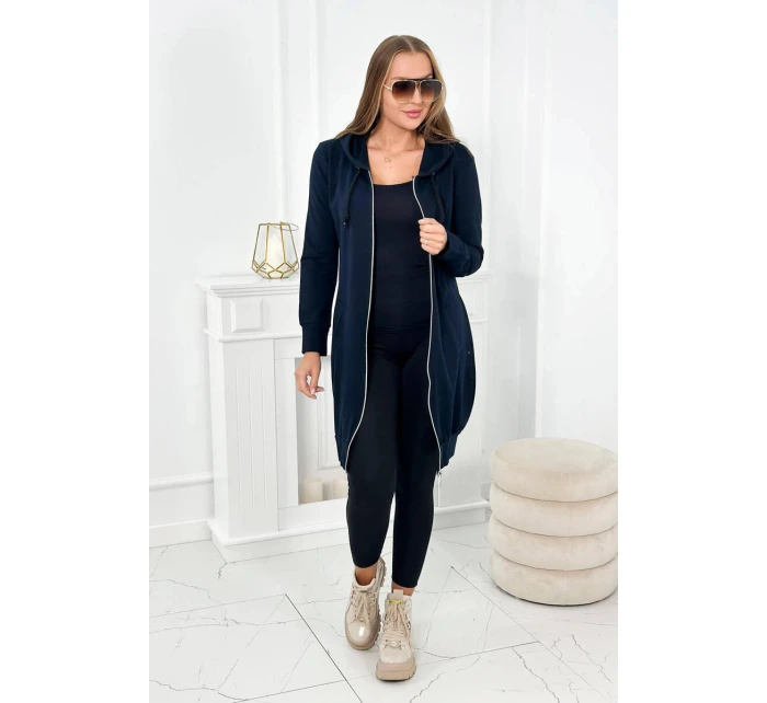 Šaty s kapucí, mikina námořnická modrá