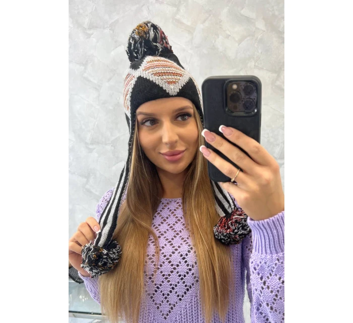 Dámská klapka na uši Eunika K322 black+grey Dámská klapka na uši Eunika K322 black+grey