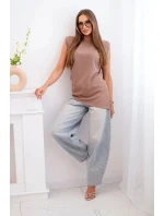 Elegantní dámská halenka s volánky a asymetrickým střihem velbloud