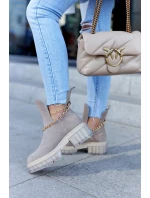 Módní semišové kozačky s střihem béžove model 21578614 Me - Boto