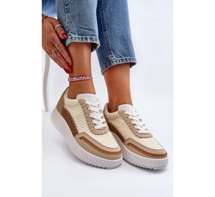Dámské tenisky na platformě béžové Redala Dámské tenisky na platformě béžové Redala