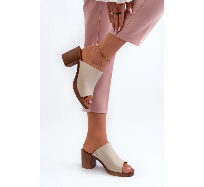 Elegantní Lehké Dámské Sandály Na Podpatku Béžové model 21657982 - EVENTO