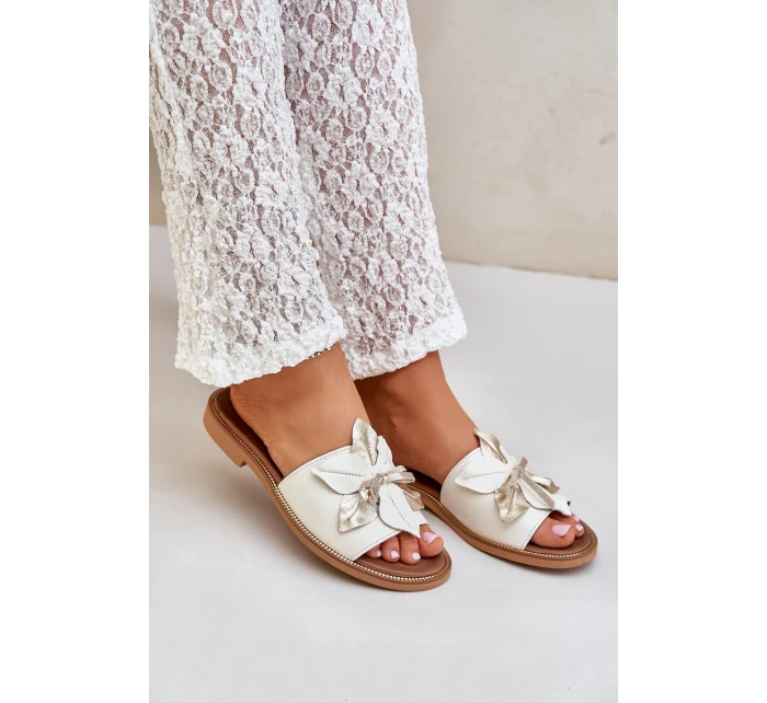 Sandály S Dekorací Přírodní Kůže Zazoo model 21682154 Bílé - Boto