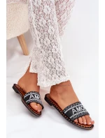 Dámské Pantofle Na Plochém Podpatku Se Zdobením Amore Černé Avelina