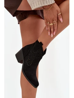 Dámské otevřené kotníkové boty na podpatku Černé model 21713481 Černé - S.Barski