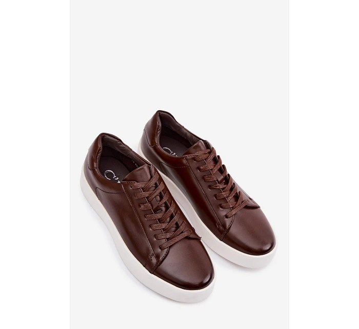 Pánské tenisky z eko kůže tmavě hnědé model 22095328 - EVENTO Pánské tenisky z eko kůže tmavě hnědé model 22095328 - EVENTO