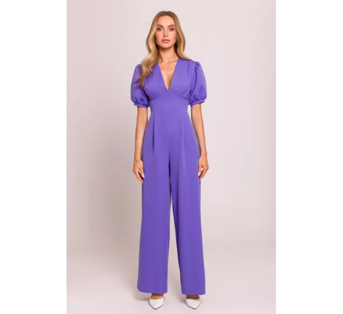 M852 Kombinéza s puff rukávy - světle fialová