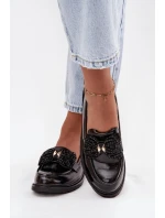 Lakované dámské mokasíny s mašlí S.Barski – černé Lakované dámské mokasíny s mašlí S.Barski – černé