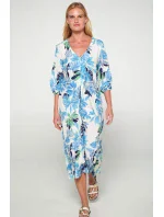 Dámské šaty Ecru s zelenou potisk model 20324201 - Vamp Dámské šaty Ecru s zelenou potisk model 20324201 - Vamp