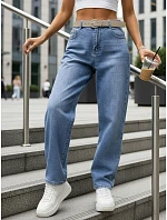 Jeansy damskie niebieskie z paskiem model 22102013 - FashionStreet