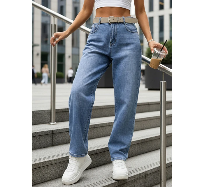 Jeansy damskie niebieskie z paskiem model 22102013 - FashionStreet