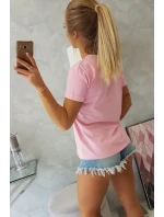 Dámská grafická halenka pudrově růžová Dámská grafická halenka pudrově růžová