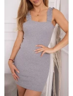 Šaty bez ramínek s volánkem šedé