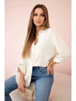 Bavlněná mušelínová košile oversize světle béžová Bavlněná mušelínová košile oversize světle béžová