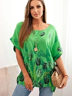 Dámská bavlněná košile s květinovým vzorem zelený
