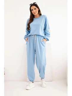 Dámský komplet máslový s volnou mikinou a kalhotami s nápisem LOVE modrý