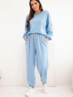 Dámský komplet máslový s volnou mikinou a kalhotami s nápisem LOVE modrý
