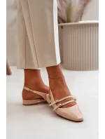 Lakované Baletky S Pásky Na Nízkém Podpatku Béžové model 21670510 - Boto Lakované Baletky S Pásky Na Nízkém Podpatku Béžové model 21670510 - Boto