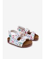 Dětské sandály na korkové podrážce s přezkami ovoce bílé Thessa Dětské sandály na korkové podrážce s přezkami ovoce bílé Thessa