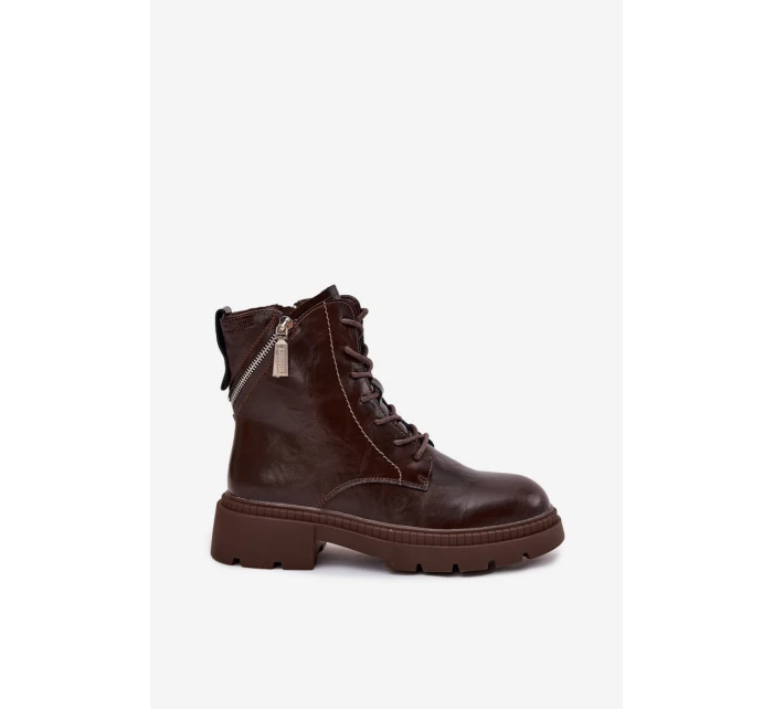 Kožené dámské pracovní kozačky s vyhříváním Big Star SS274453 hnědé