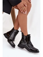 Lakované dámské kozačky z přírodní kůže D&A MR52-108 Černé