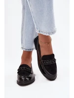 Dámské lakované mokasíny s korálky S.Barski model 21713931 Černé - D&A