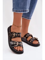 Dámské žabky se zlatými přezkami Eko kůže Černé Bellarya