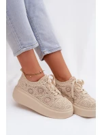 Spletané dámské tenisky na platformě Béžové Evalora Spletané dámské tenisky na platformě Béžové Evalora