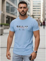 Tshirt męski z napisem bawełniany błękitny model 22316044 - FashionStreet