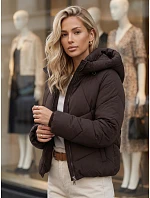 Dámská zimní prošívaná bunda s kapucí, hnědá, FashionStreet TY6080 Dámská zimní prošívaná bunda s kapucí, hnědá, FashionStreet TY6080