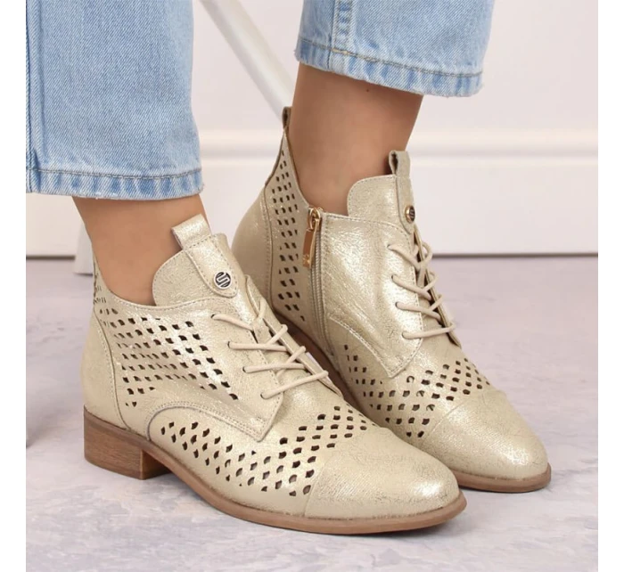 Ažurové boty W model 21939779 zlaté - Potocki