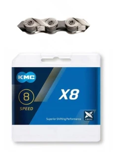 Řetěz KMC X8 114 článků stříbrný šedý BOX