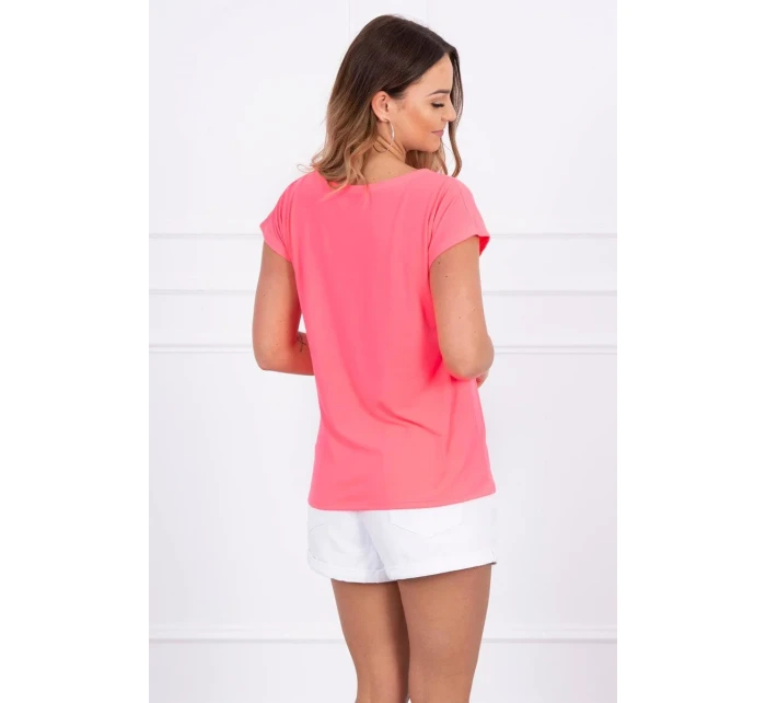 Halenka s potiskem rtů růžová neonová