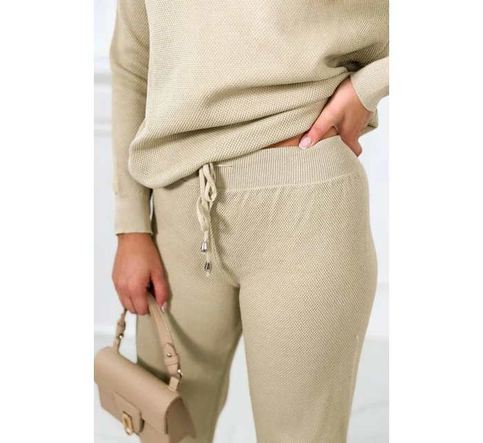 Svetr set mikina + kalhoty tmavě béžová