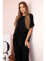 Komplet z viskózy halenka + kalhoty černý Komplet z viskózy halenka + kalhoty černý