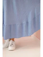 Dámské šaty plus size s krátkým rukávem a volánem z lehké viskózy džínová Dámské šaty plus size s krátkým rukávem a volánem z lehké viskózy džínová