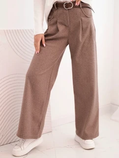 Dámské kalhoty s širokým nohavicí a páskem model 21489472 - K-Fashion
