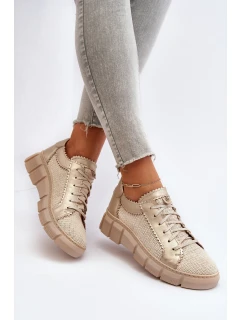 Dámská kožená obuv model 21651324 Světle béžová - Maciejka
