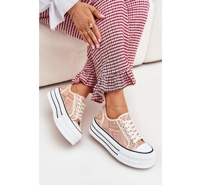 Nízké Dámské Tenisky Na Platformě Růžové model 21701273 - Boto Nízké Dámské Tenisky Na Platformě Růžové model 21701273 - Boto