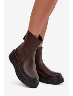 Zazoo 60369 Dámské kožené kotníčkové boty na platformě čokoládové Zazoo 60369 Dámské kožené kotníčkové boty na platformě čokoládové