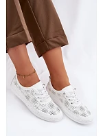 Kožené síťované dámské polobotky model 22101353 Bílé - S.Barski Kožené síťované dámské polobotky model 22101353 Bílé - S.Barski