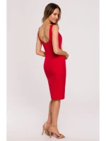 Šaty s ozdobným řetízkem na zádech červené model 18004045 - Moe