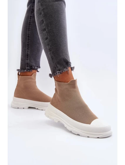 Dámské nazouvací ponožkové boty, hnědé Ilanae Dámské nazouvací ponožkové boty, hnědé Ilanae