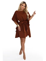 Dámské šaty SOFIA hnědé model 22384864 - numoco Dámské šaty SOFIA hnědé model 22384864 - numoco