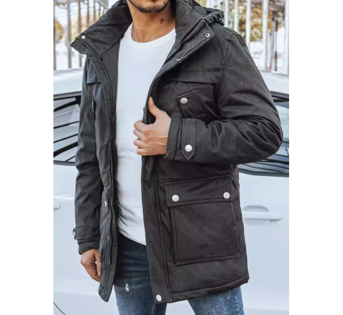 FashionStreet tmavě šedá pánská zimní bunda TX4282