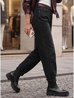Dámské džíny s balónovým střihem a opaskem, černé, FashionStreet UY3130 Dámské džíny s balónovým střihem a opaskem, černé, FashionStreet UY3130