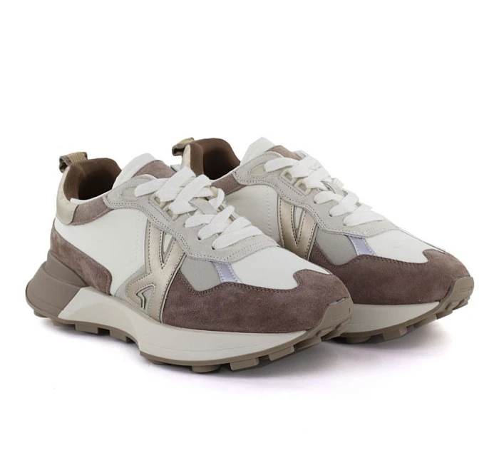 Dámské kožené sportovní polobotky béžové Kobbo 66954